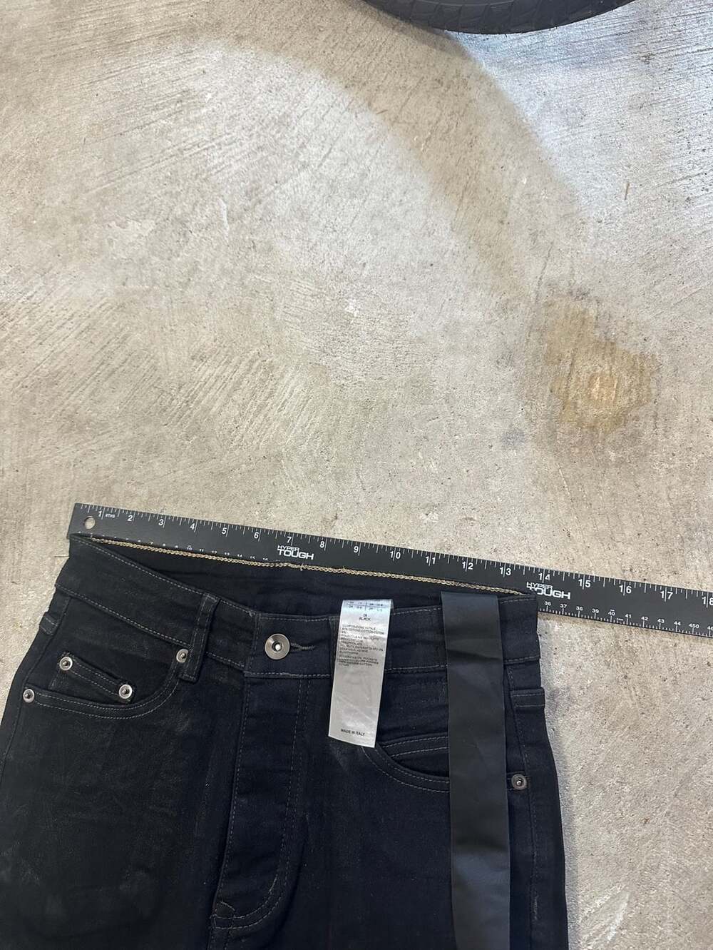 Rick Owens DRKSHDW Black Waxed Detroit Cut Flared Denim Pants - Picture 7 of 8